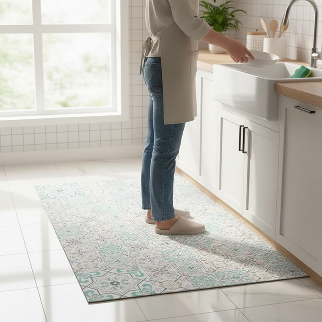 Tapis Cuisine pastel carreaux de ciment antidérapant
