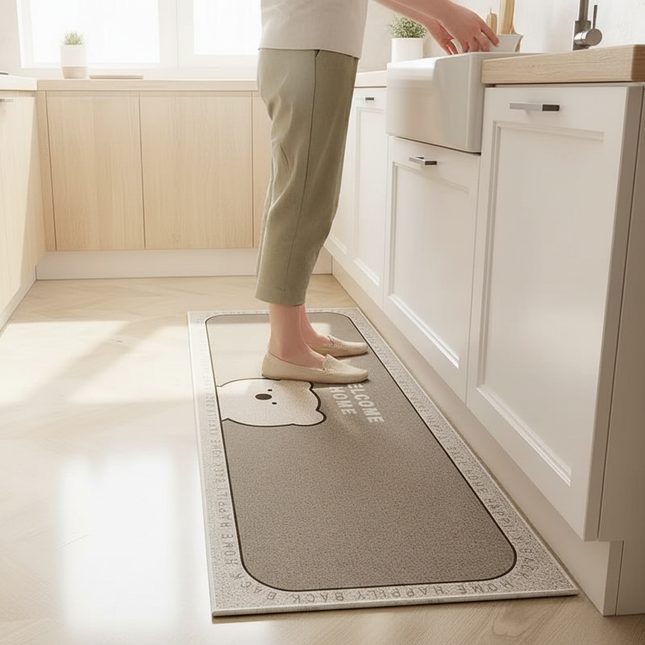 Tapis Cuisine gris ours antidérapant