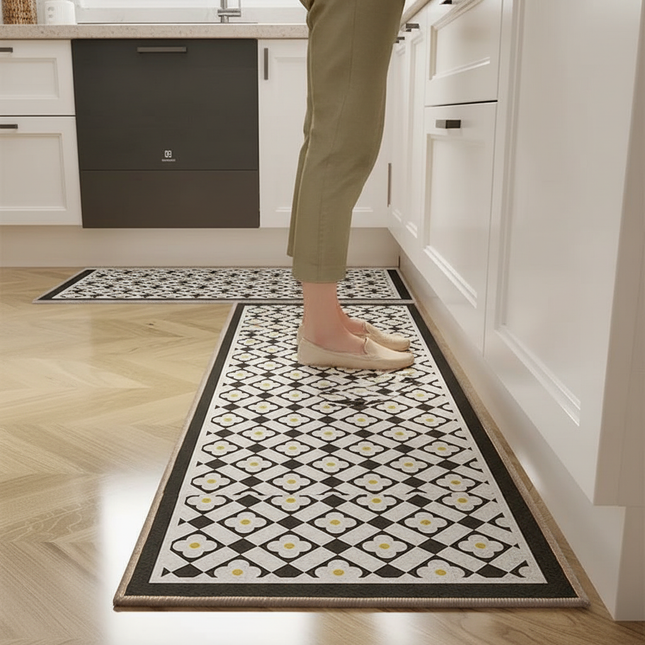 VIKAMA 1/2 Piece Kitchen Floor Mat Strip can be Cut Crystal Velvet Floor Mat Dirt Resistant Non-Slip Foot Mat - gallery 1