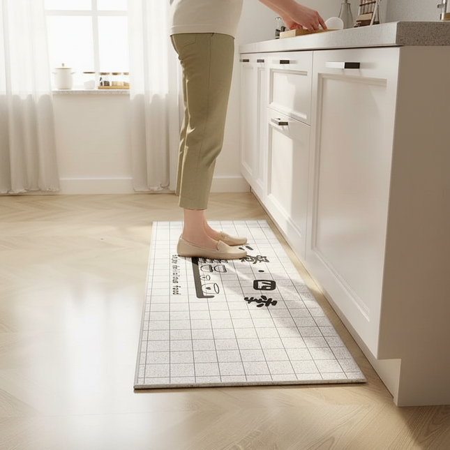 Tapis Cuisine blanc carreaux antidérapant