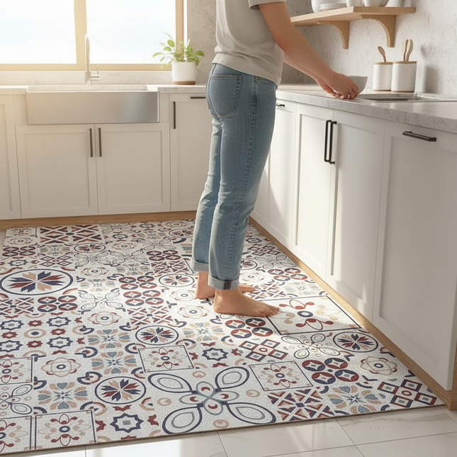 Tapis Cuisine carreaux de ciment antidérapant lavable