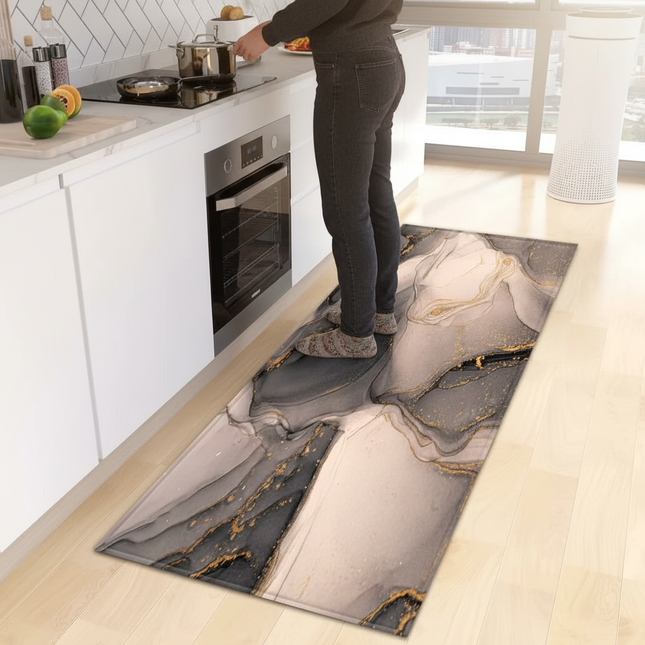 Tapis Cuisine Marbré doré antidérapant