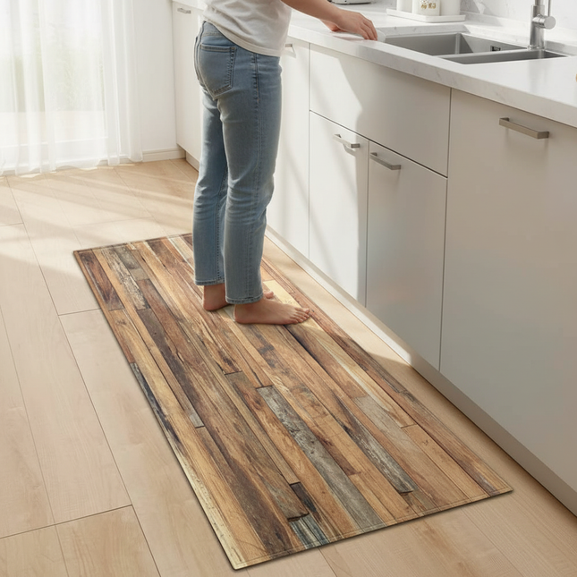 Tapis Cuisine motif bois antidérapant authentique