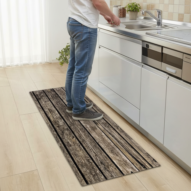 Tapis Cuisine bois rustique antidérapant