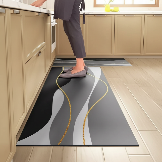 Kitchen Absorbent Mat Non-Skid Waterproof Wipeable Comfort Standing Kitchen Rugs and Mats Wipeable Wash Free Long Strip Carpet - gallery 1