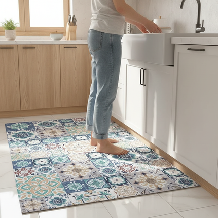 Tapis Cuisine carreaux de ciment multicolore antidérapant