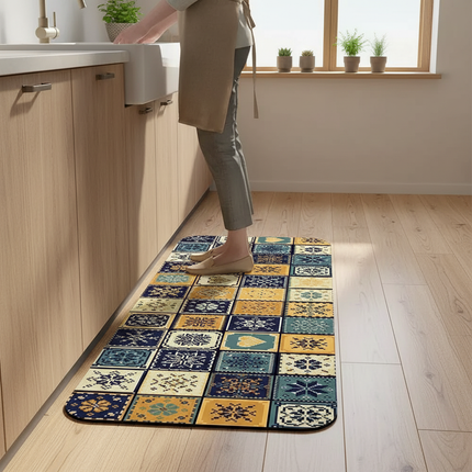 Tapis Cuisine patchwork coloré antidérapant original