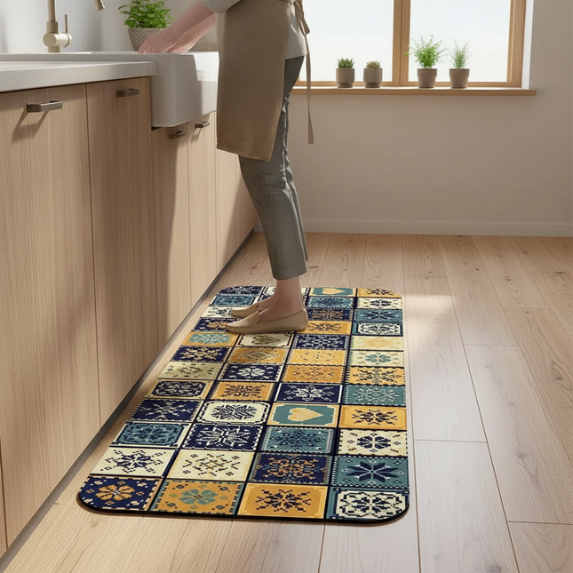 Tapis Cuisine patchwork coloré antidérapant original