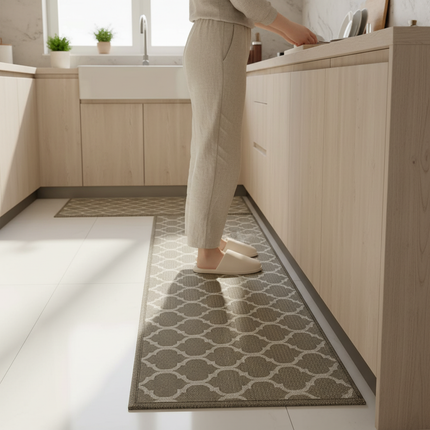 Tapis Cuisine Gris Motif Géométrique Absorbant