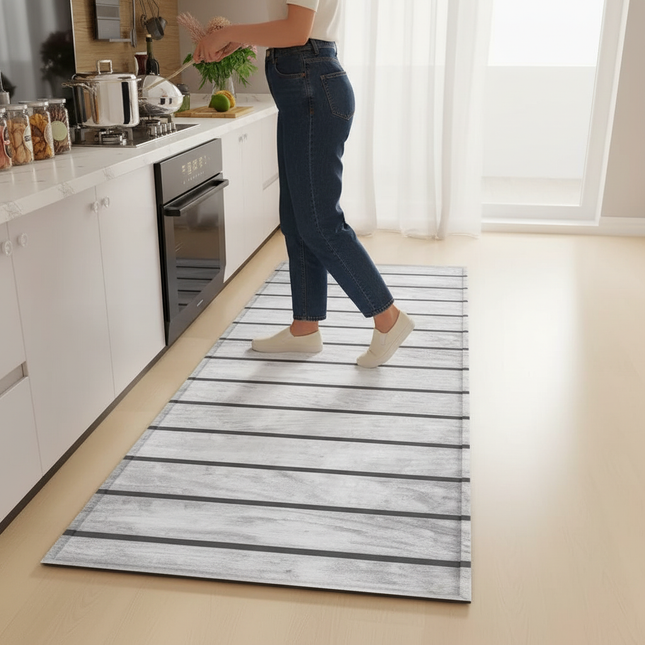 Wood Plank Stripe Color Pattern Home Kitchen Floor Mat Door Front Decoration Floor Mat - gallery 1