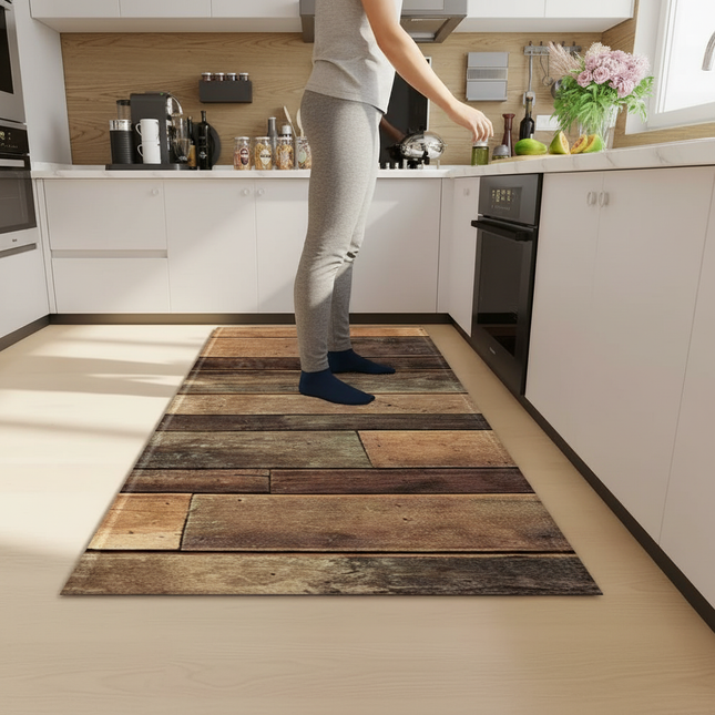 Wood Plank Stripe Color Pattern Home Kitchen Floor Mat Door Front Decoration Floor Mat - gallery 1