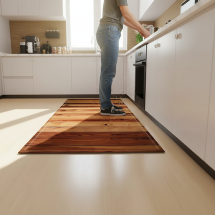 Tapis Cuisine planches bois marron antidérapant