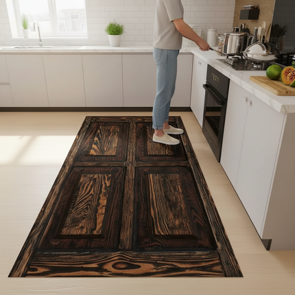 Tapis Cuisine effet bois rustique antidérapant