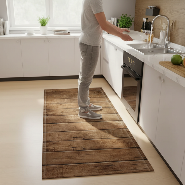 Wood Plank Stripe Color Pattern Home Kitchen Floor Mat Door Front Decoration Floor Mat - gallery 1