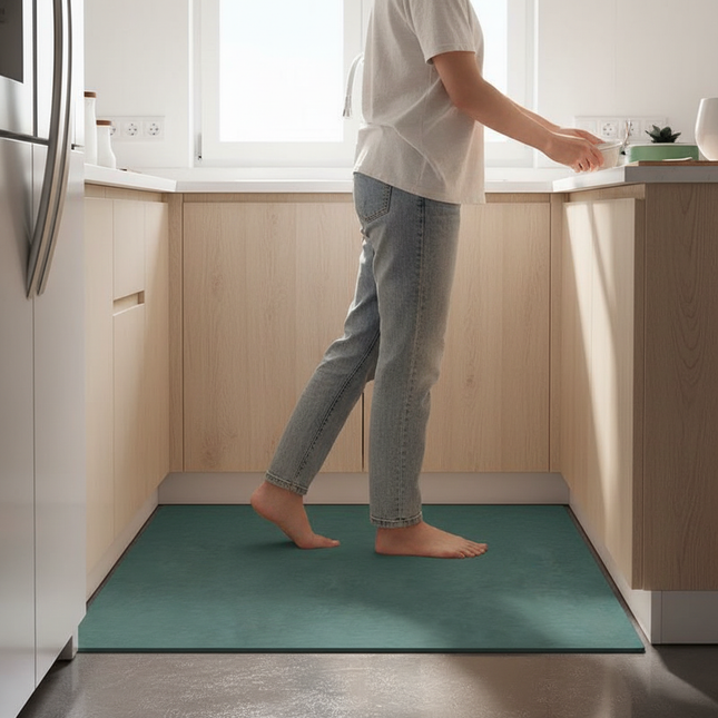 Tapis Cuisine vert d'eau uni antidérapant