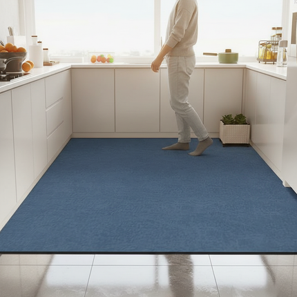Tapis Cuisine bleu uni antidérapant
