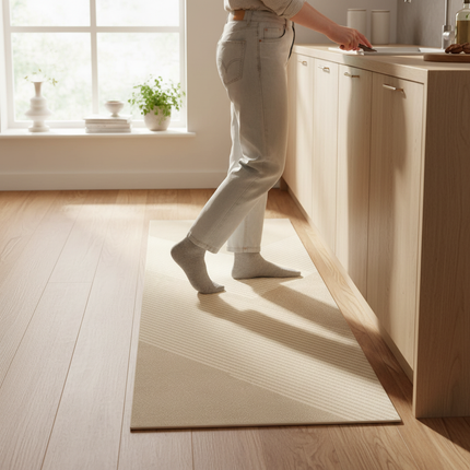 Tapis Cuisine beige géométrique lavable