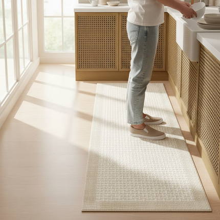 Tapis Cuisine sable texturé lavable