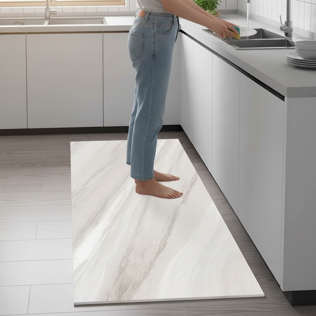 Kitchen Carpet Waterproof PVC Floor Mat Marble Pattern Leather Mats Modern Rug Anti-Slip Long Strip Area Mat Home Decor Rugs - gallery 1