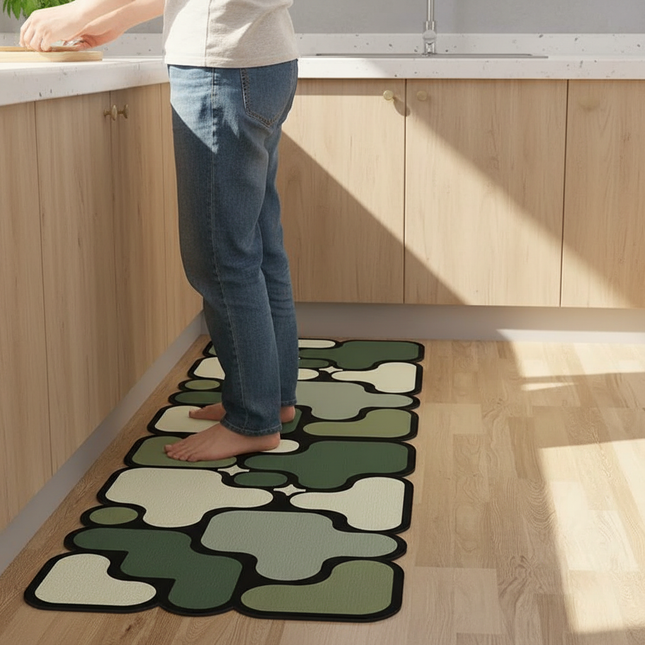 Tapis Cuisine formes irrégulières verts design