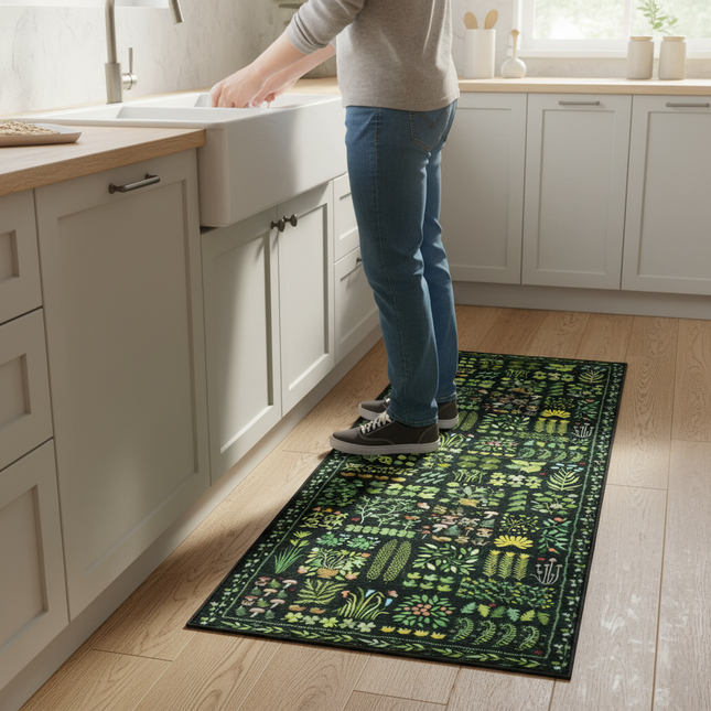 VIKAMA Spring-Like Faux Cashmere Washable Back Carpet, Corridor And Kitchen Door Mat, Anti-Slip Washable Home Decoration - gallery 1