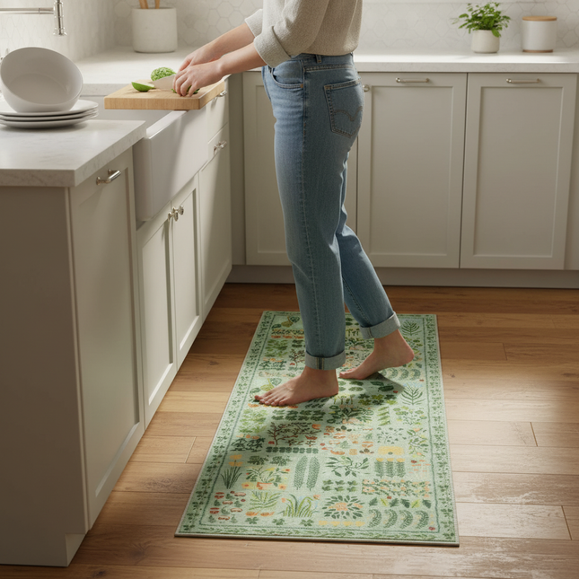 VIKAMA Spring-Like Faux Cashmere Washable Back Carpet, Corridor And Kitchen Door Mat, Anti-Slip Washable Home Decoration - gallery 1