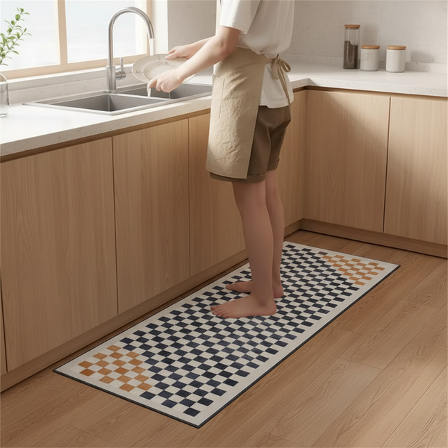 Tapis Cuisine damier moderne antidérapant