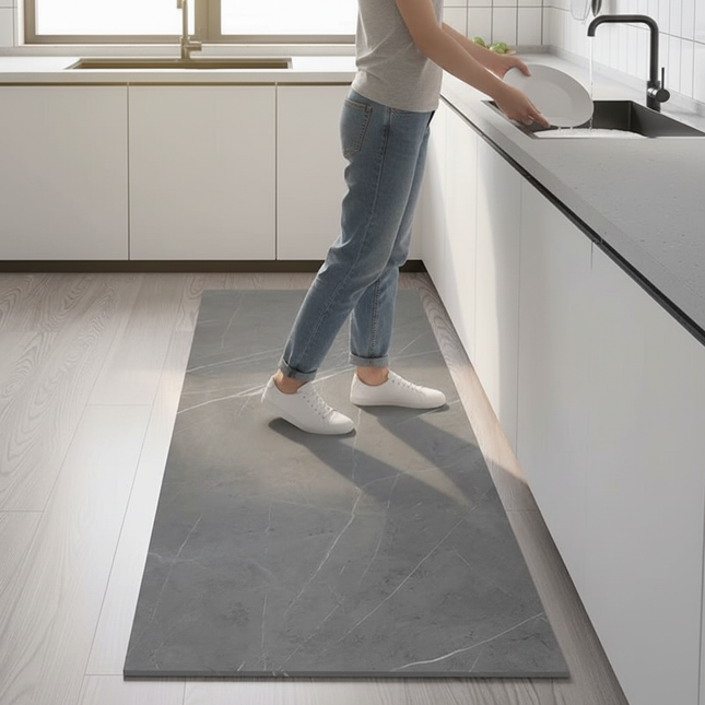 Kitchen Carpet Waterproof PVC Floor Mat Marble Pattern Leather Mats Modern Rug Anti-Slip Long Strip Area Mat Home Decor Rugs - gallery 1