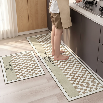 Tapis Cuisine Carreaux Beiges Antidérapant