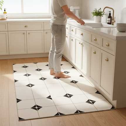 Tapis Cuisine géométrique moderne antidérapant épuré