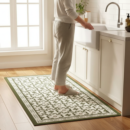 Tapis Cuisine floral vert antidérapant