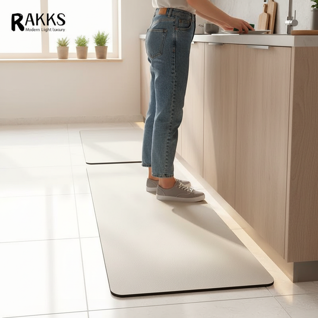Tapis Cuisine beige minimaliste antidérapant