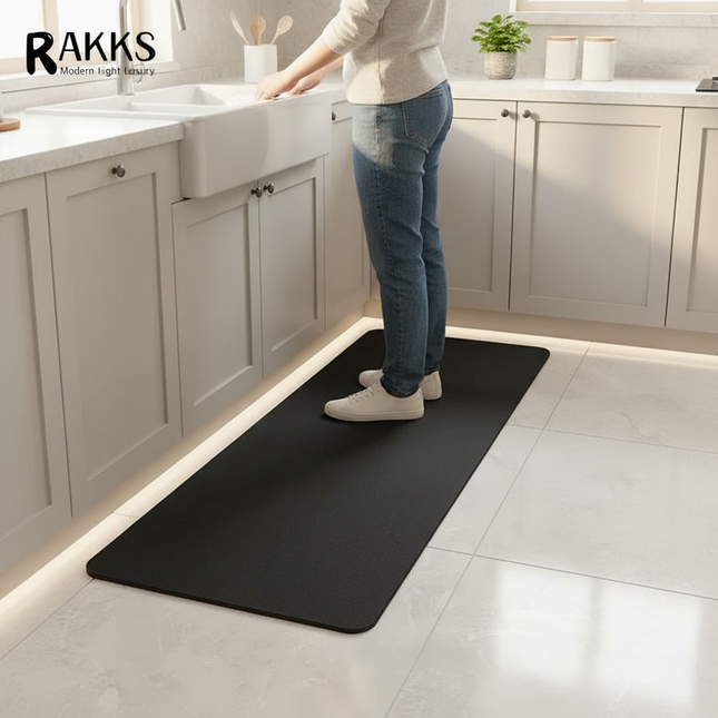 Tapis Cuisine gris foncé moderne antidérapant