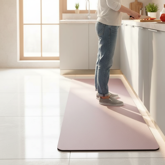 Tapis Cuisine rose poudré antidérapant