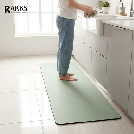 Tapis Cuisine vert uni minimaliste antidérapant