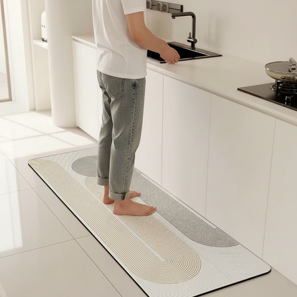 Tapis Cuisine motif géométrique couleurs neutres antidérapant