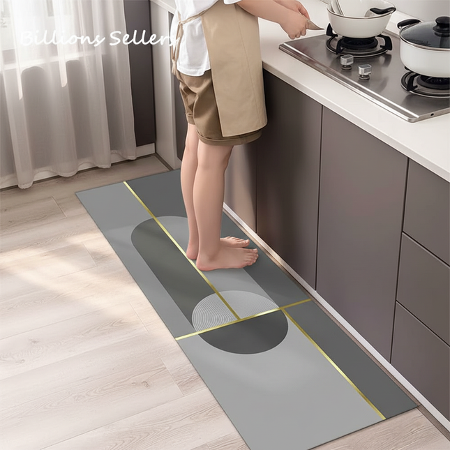Tapis Cuisine géométrique gris doré moderne