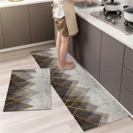 Tapis Cuisine design moderne doré antidérapant