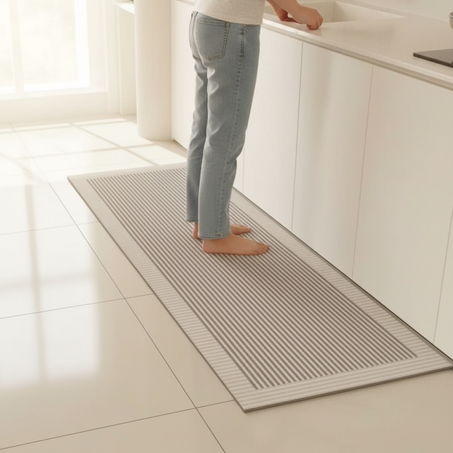 Tapis Cuisine rayé gris antidérapant