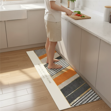 Tapis Cuisine géométrique orange design