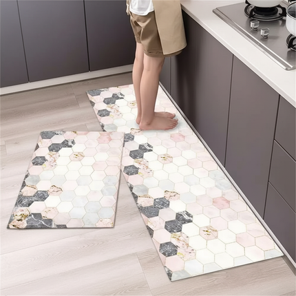 Tapis Cuisine motif hexagonal marbre antidérapant