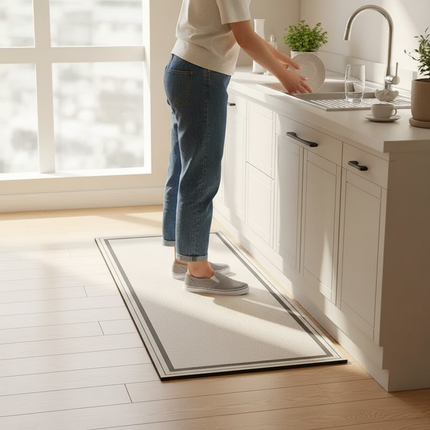 Tapis Cuisine beige bordure moderne