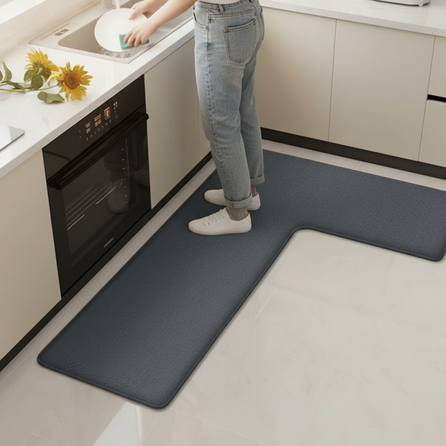 Tapis Cuisine en L gris anthracite antidérapant