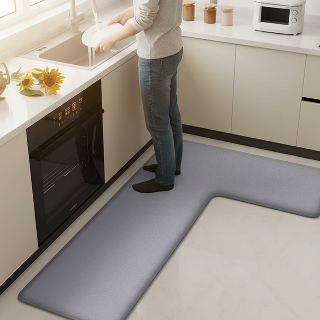 Tapis Cuisine Gris Texturé Antidérapant