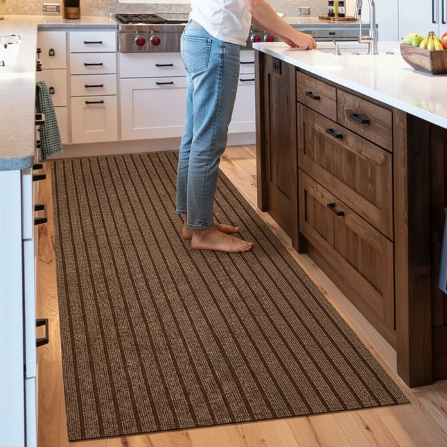 40cmx3m DIY Solid Color Striped Kitchen Door Mat Floor Mat Room Decoration Self-adhesive Non-slip Carpet Home Decor Hallway Rug - gallery 1