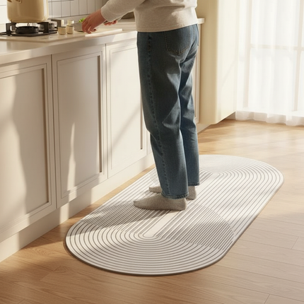 Tapis Cuisine ovale blanc antidérapant