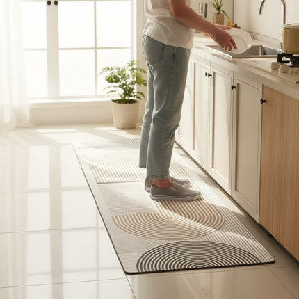 Tapis Cuisine géométrique beige antidérapant