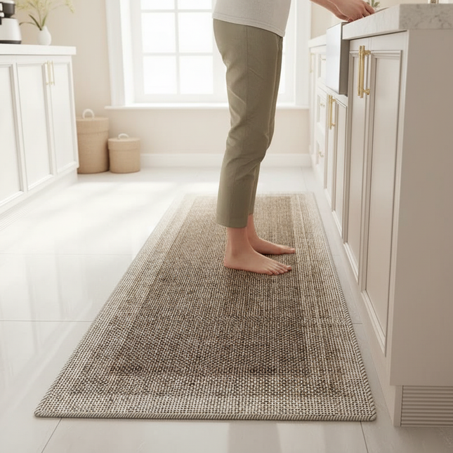 Tapis Cuisine beige tissé antidérapant