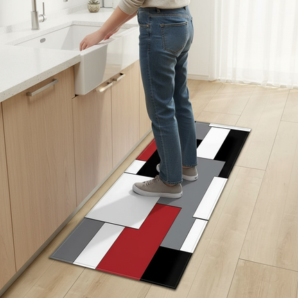Tapis Cuisine design moderne rouge noir antidérapant