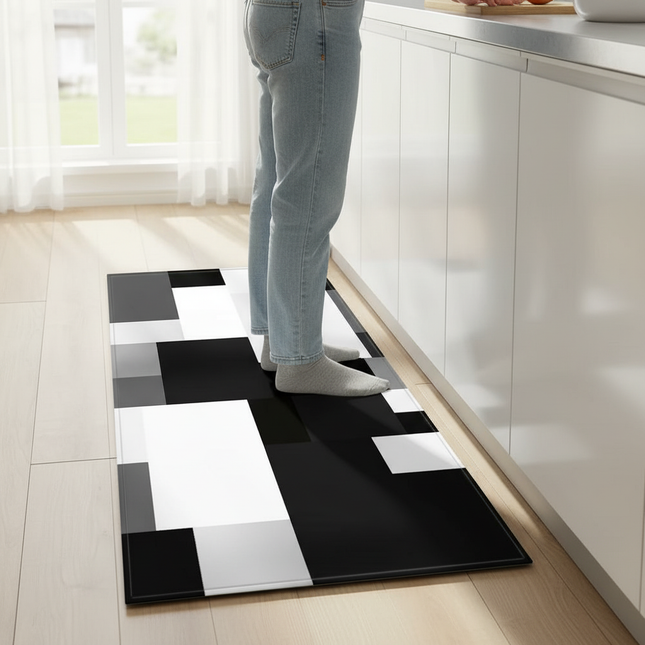 Plaid Kitchen Mat Home Living Room Balcony Bedroom Floor Decoration 3D Carpet House Hallway Entrance Door Bath Non-Slip Foot Rug - gallery 1
